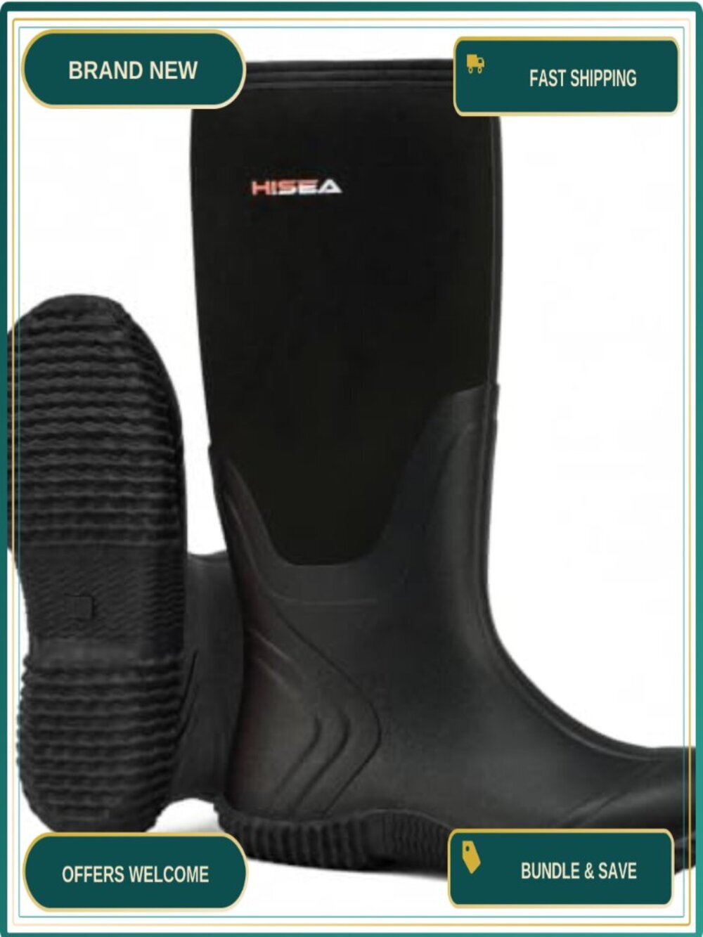 Women's Waterproof Insulated Neoprene Rain Boots Anti-Slip Pull-On Mud Boots